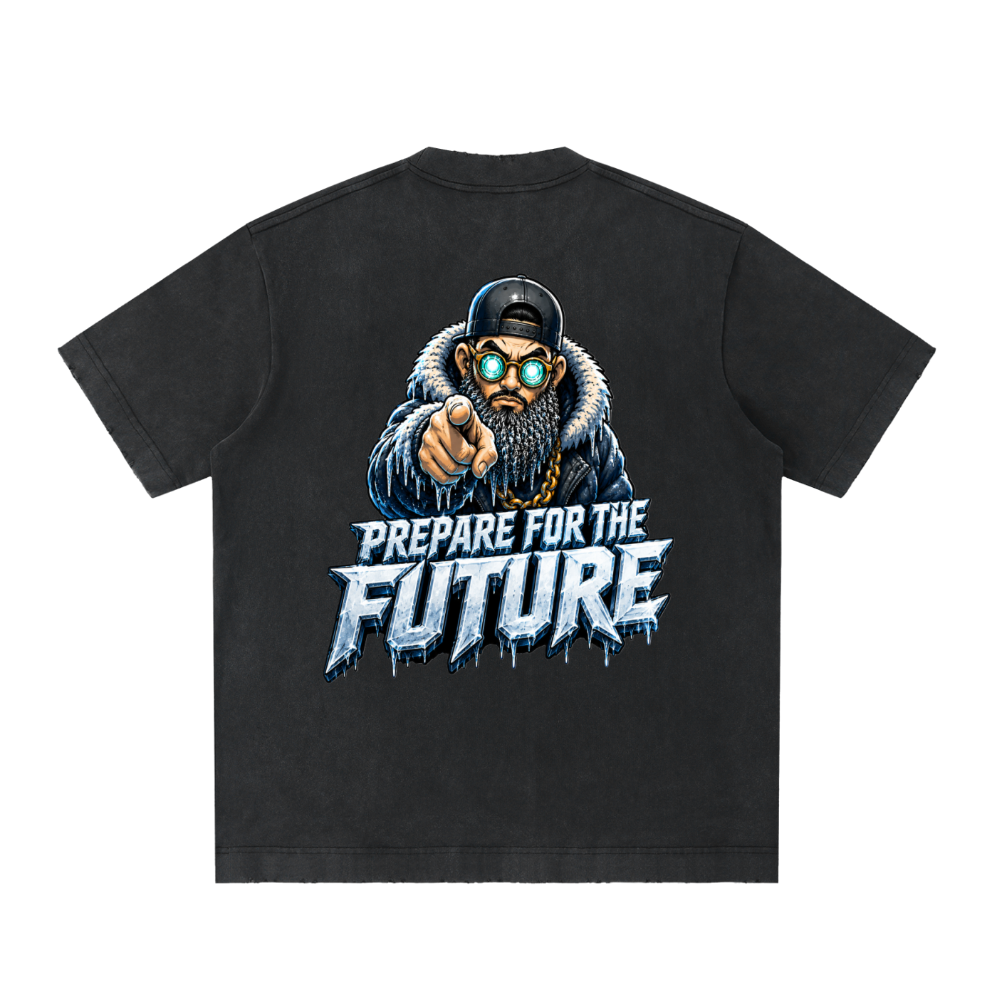 ICEMAN.AR PREPARE FOR THE FUTURE HEAVYWEIGHT VINTAGE WASHED FRAYED T-SHIRT