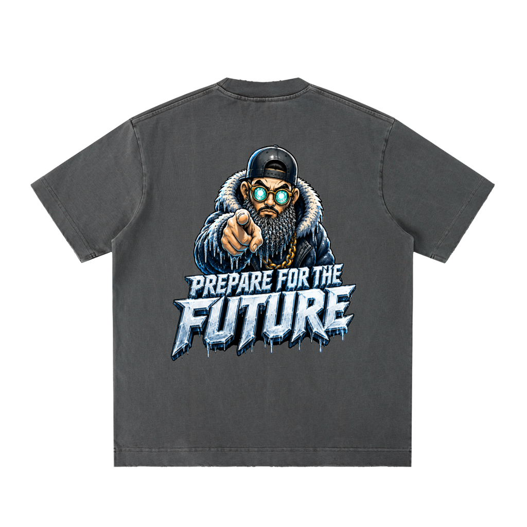 ICEMAN.AR PREPARE FOR THE FUTURE HEAVYWEIGHT VINTAGE WASHED FRAYED T-SHIRT